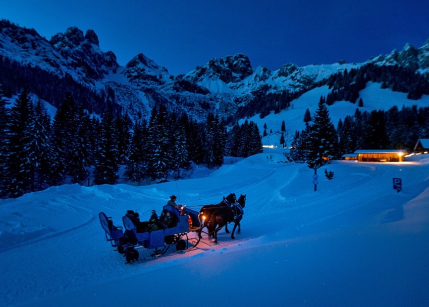 Pferdeschlittenfahrt in die Hofalmen